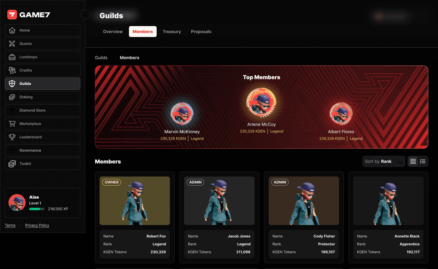 Game7 — Guilds, members