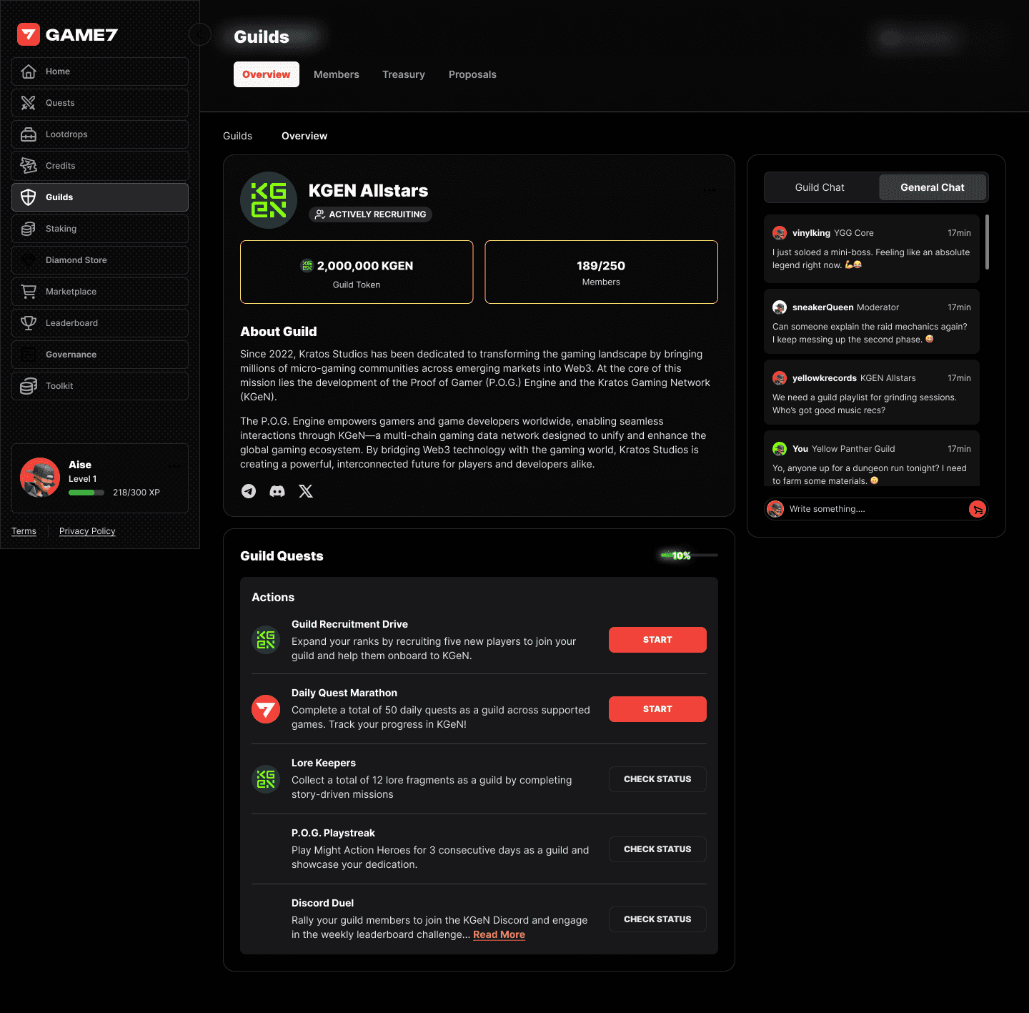 Game7 — Guilds, overview detail