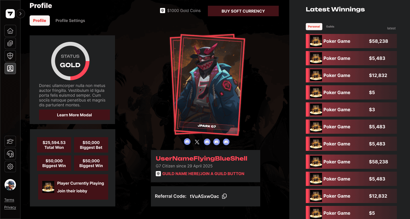 Game7 — Profile, desktop layout exploration