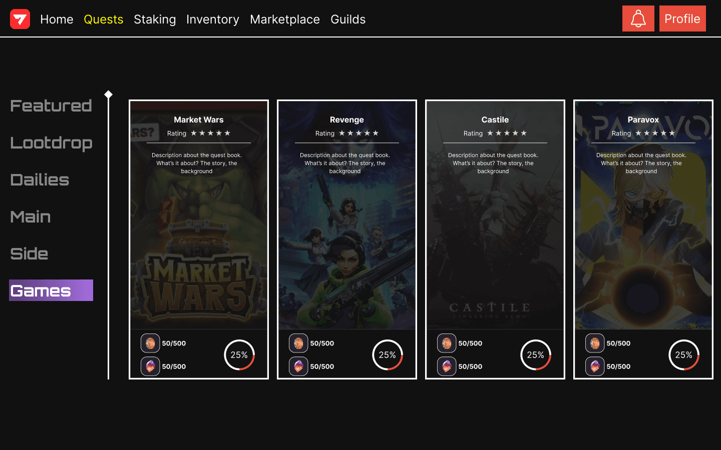 Game7 — Quests concept C (editorial rail)