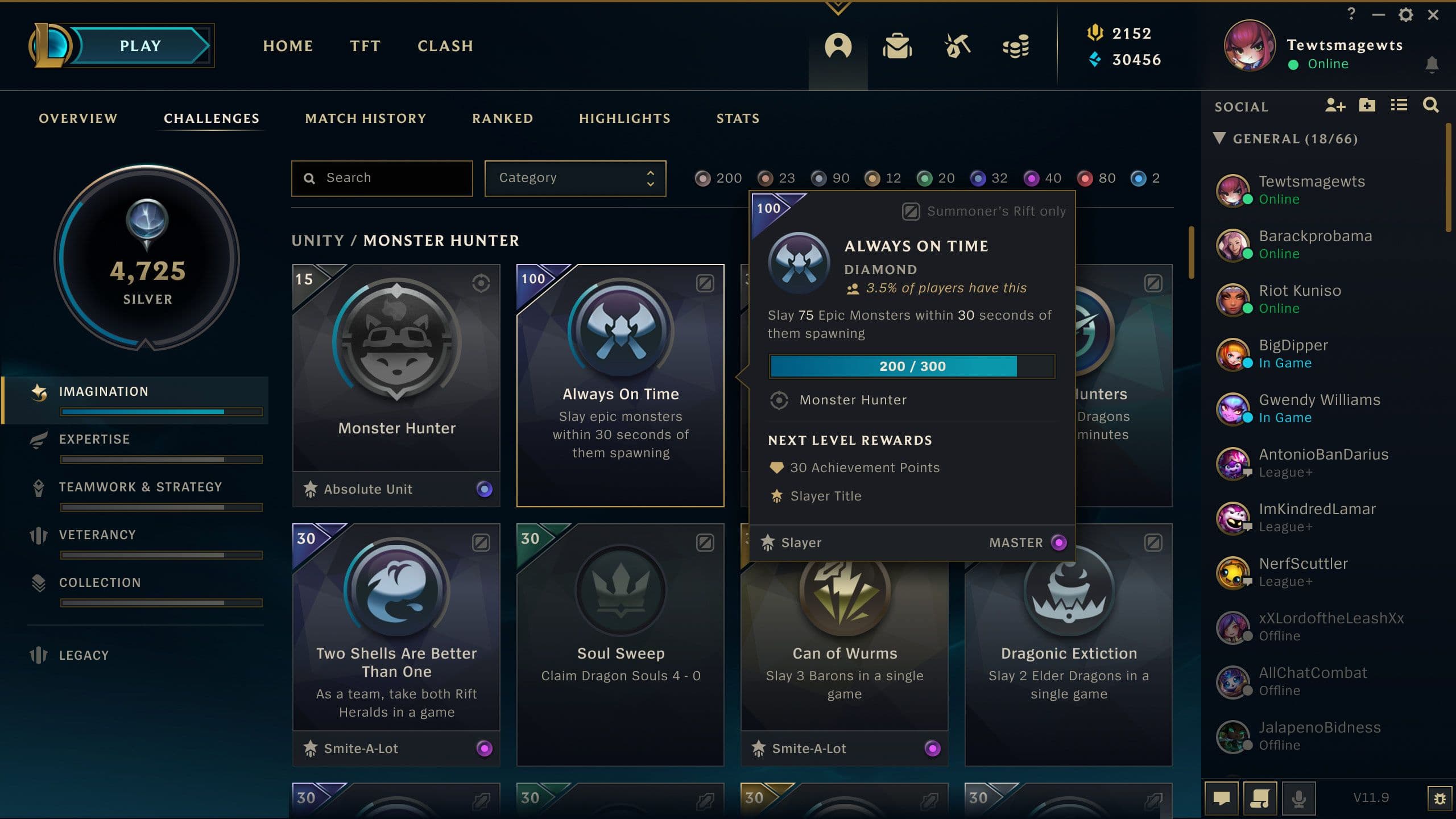 The shipped Challenges tab.