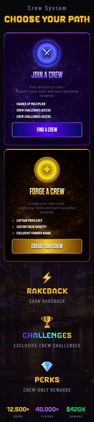 MonkeyTilt — Crew Creation, first-time entry (mobile)