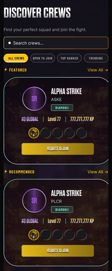 MonkeyTilt — Crew Discovery (mobile)